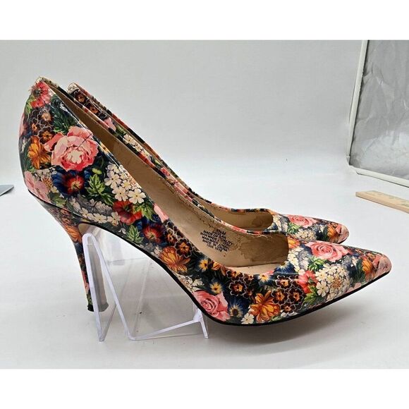Nine West Floral High Heels Size 8.5M Man Made Material Round Toe - Picture 2 of 9
